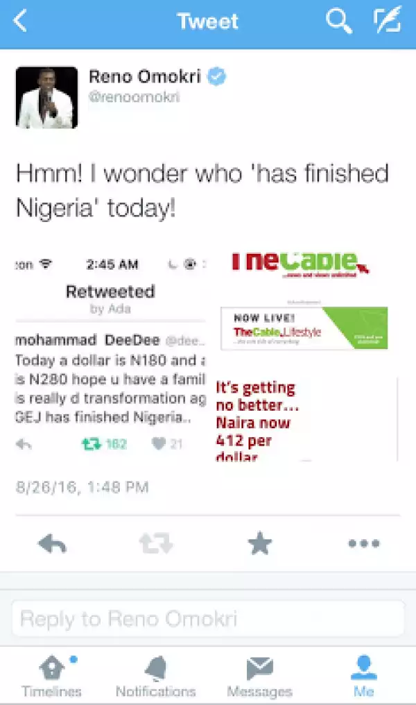 I wonder who has finished Nigeria! - Reno Omokri